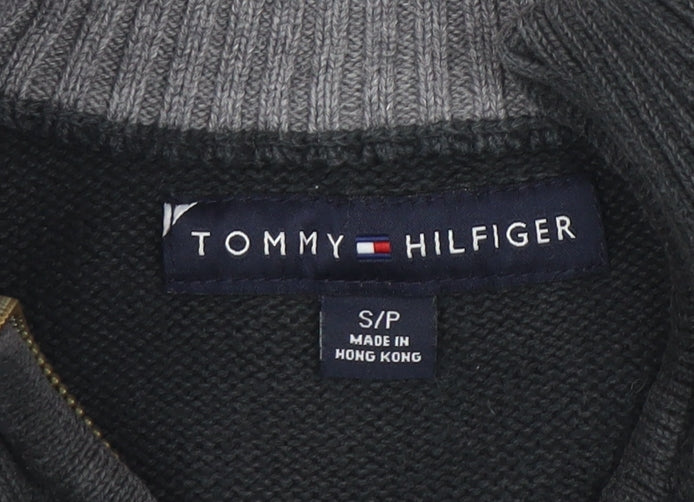 Tommy Hilfiger Men's Black Cotton 1/2 Zip High Neck Jumper Size S