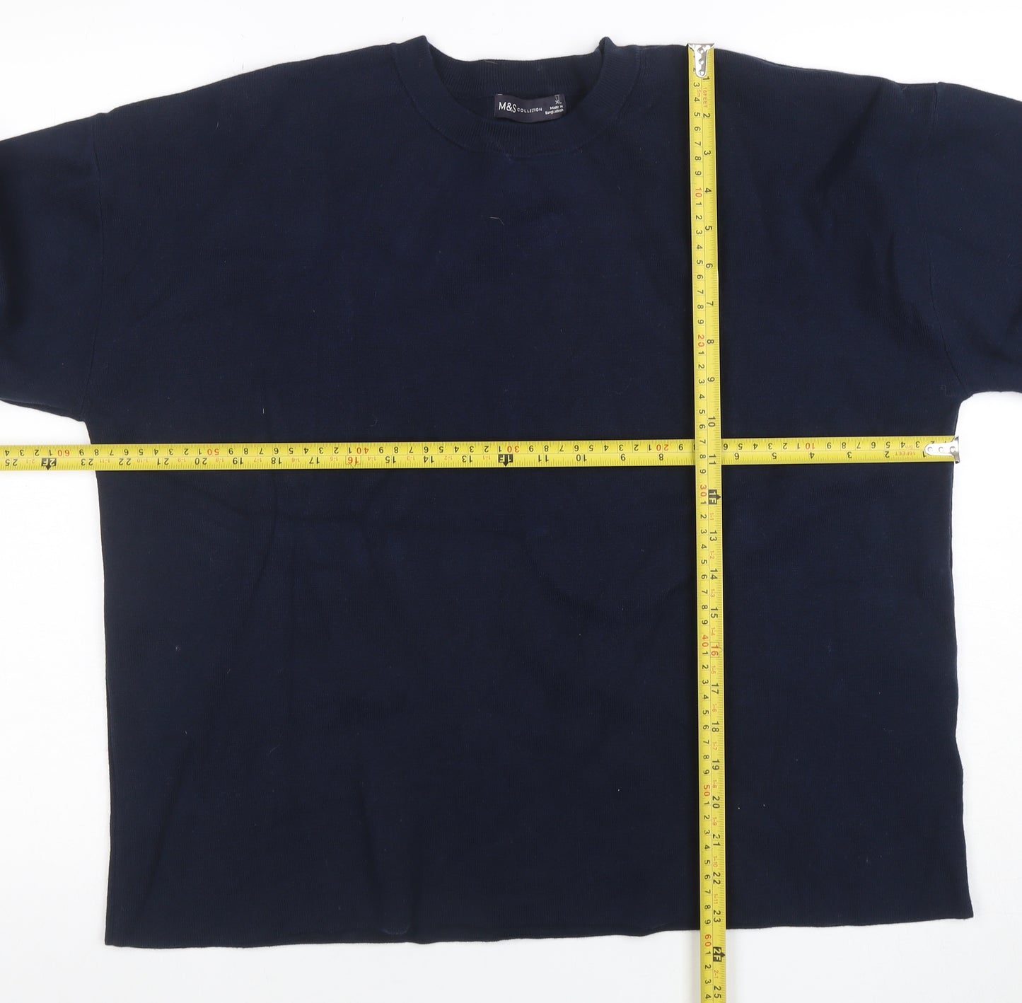 Marks and Spencer Women's Blue Cotton Crew Neck Jumper XL