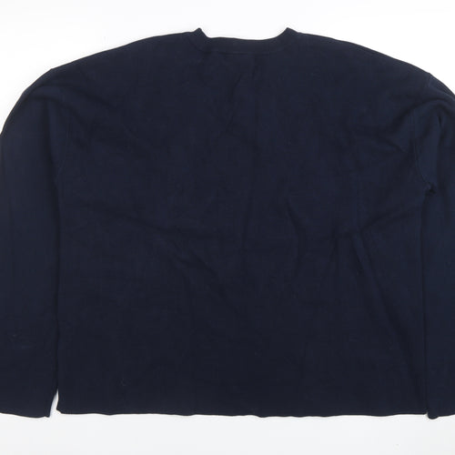 Marks and Spencer Women's Blue Cotton Crew Neck Jumper XL