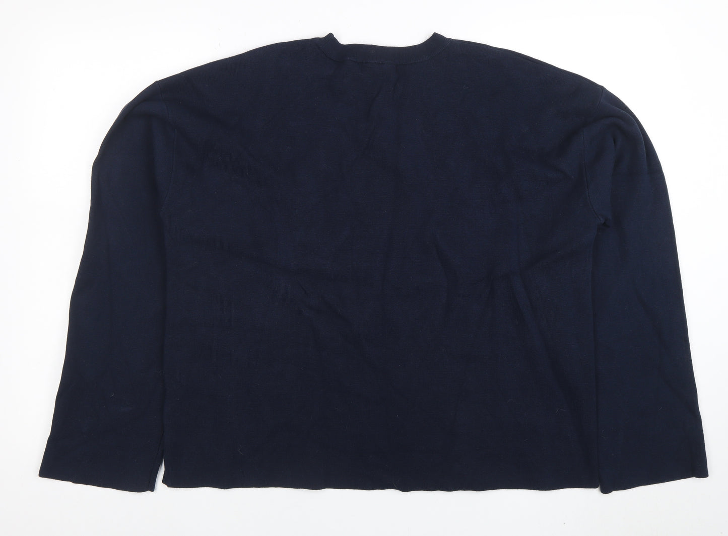 Marks and Spencer Women's Blue Cotton Crew Neck Jumper XL