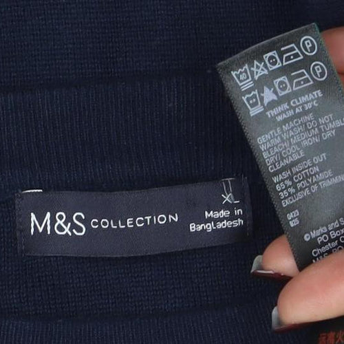 Marks and Spencer Women's Blue Cotton Crew Neck Jumper XL