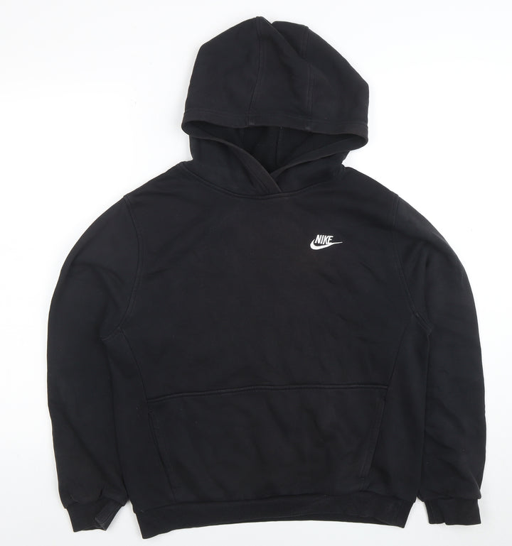 Nike Boys Black Pullover Hoodie XL Cotton Blend with Logo Detail