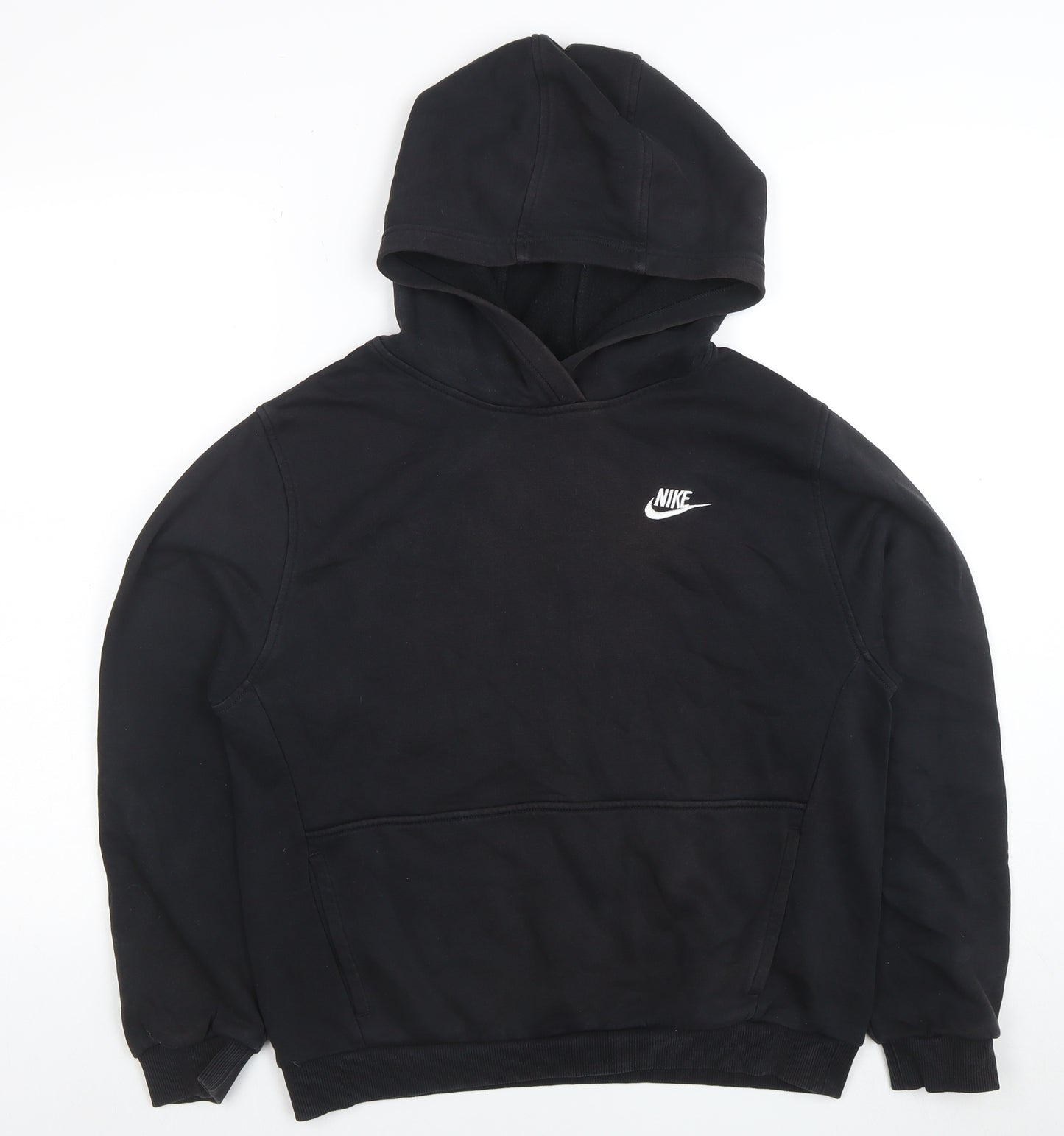 Nike Boys Black Pullover Hoodie XL Cotton Blend with Logo Detail
