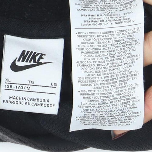 Nike Boys Black Pullover Hoodie XL Cotton Blend with Logo Detail