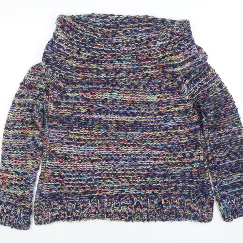 Apricot Women’s Multicoloured Chunky Knit Cowl Neck Jumper Size 14