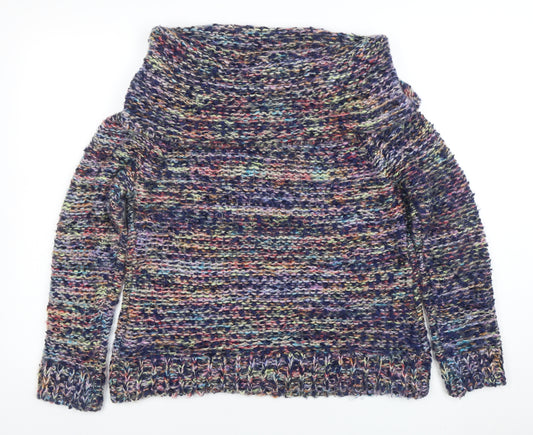 Apricot Women’s Multicoloured Chunky Knit Cowl Neck Jumper Size 14