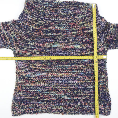 Apricot Women’s Multicoloured Chunky Knit Cowl Neck Jumper Size 14