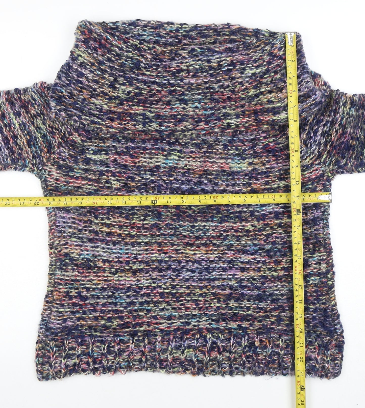 Apricot Women’s Multicoloured Chunky Knit Cowl Neck Jumper Size 14