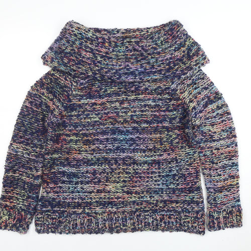 Apricot Women’s Multicoloured Chunky Knit Cowl Neck Jumper Size 14