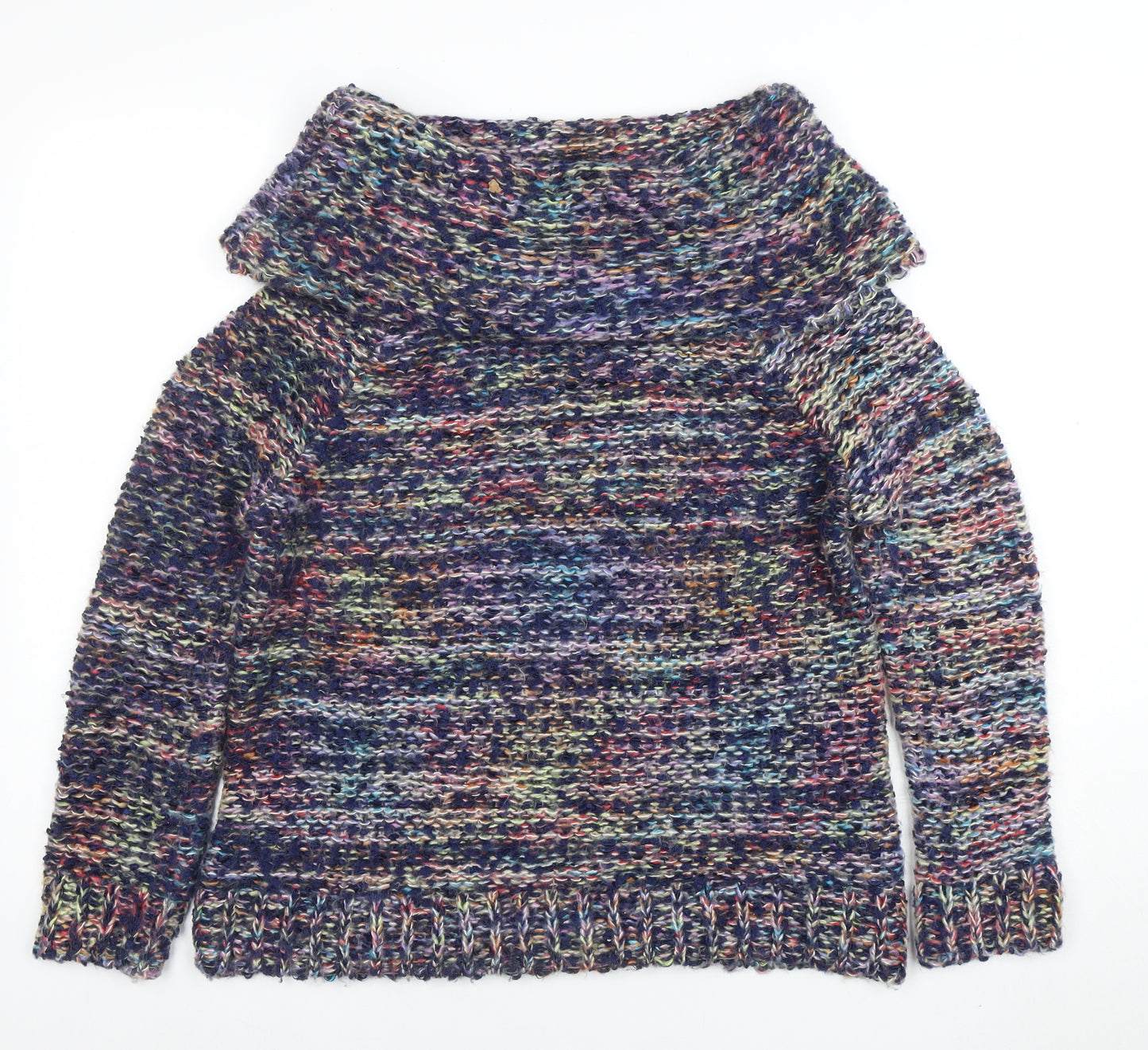 Apricot Women’s Multicoloured Chunky Knit Cowl Neck Jumper Size 14