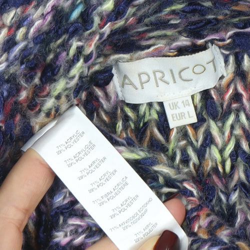 Apricot Women’s Multicoloured Chunky Knit Cowl Neck Jumper Size 14