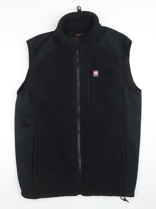 66 North Men's Black XL Fleece Softshell Waistcoat Bodywarmer