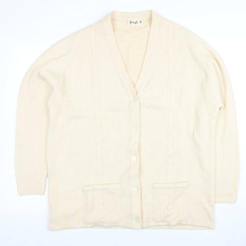 Pringle Womens Ivory Pure Wool V-Neck Cardigan Size L