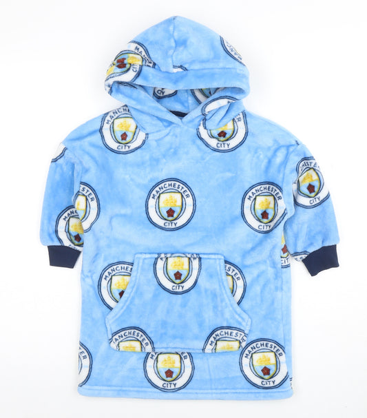 Manchester City Boys Blue XS Fleece Hooded Robe Nightwear