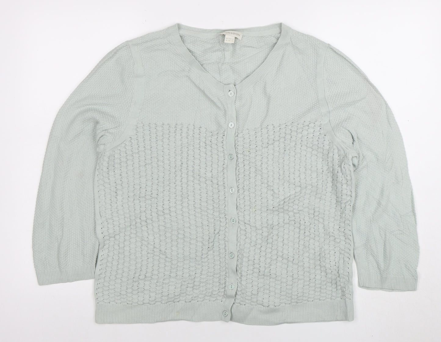 Monsoon Women's Ivory Cotton Knit Button Cardigan Size 14