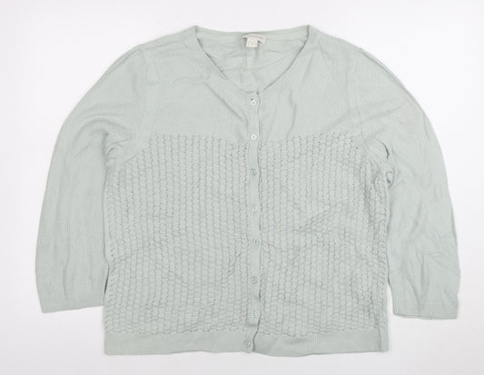 Monsoon Women's Ivory Cotton Knit Button Cardigan Size 14