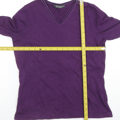 Hawkstead Women's Purple V-Neck Long Sleeve Cotton T-Shirt Size 12