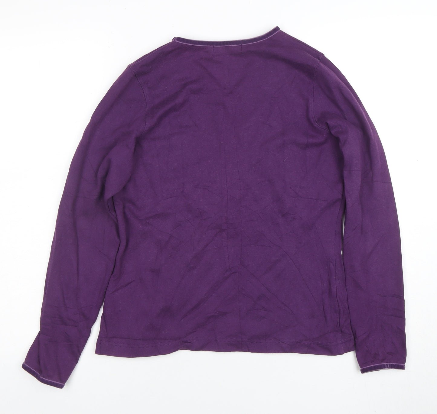 Hawkstead Women's Purple V-Neck Long Sleeve Cotton T-Shirt Size 12