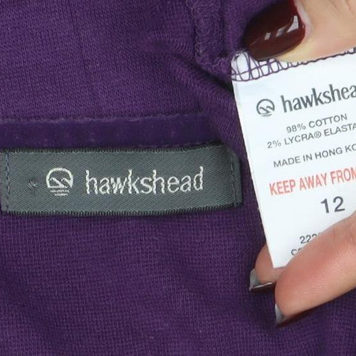 Hawkstead Women's Purple V-Neck Long Sleeve Cotton T-Shirt Size 12