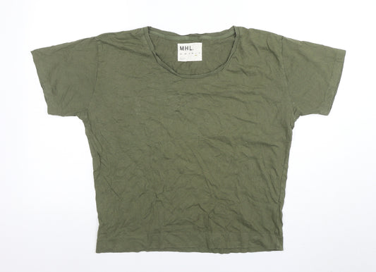 Margaret Howell MHL Women’s Green Linen Cotton Relaxed T-Shirt Size M