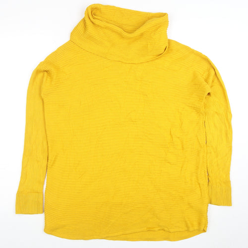 Adrienne Vittadini Women’s Yellow Roll Neck Merino Wool Knit Top Size L