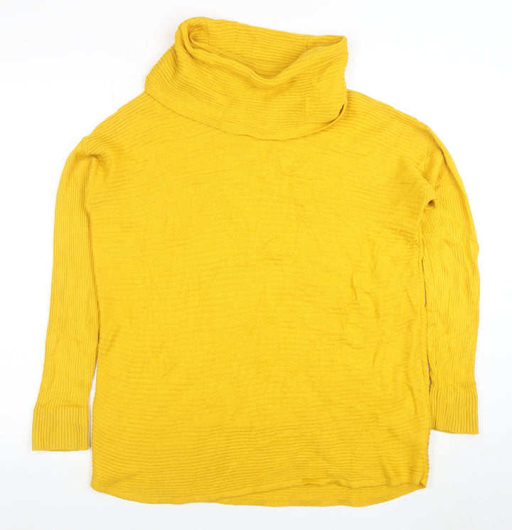 Adrienne Vittadini Women’s Yellow Roll Neck Merino Wool Knit Top Size L