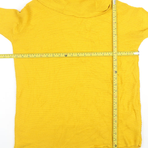 Adrienne Vittadini Women’s Yellow Roll Neck Merino Wool Knit Top Size L