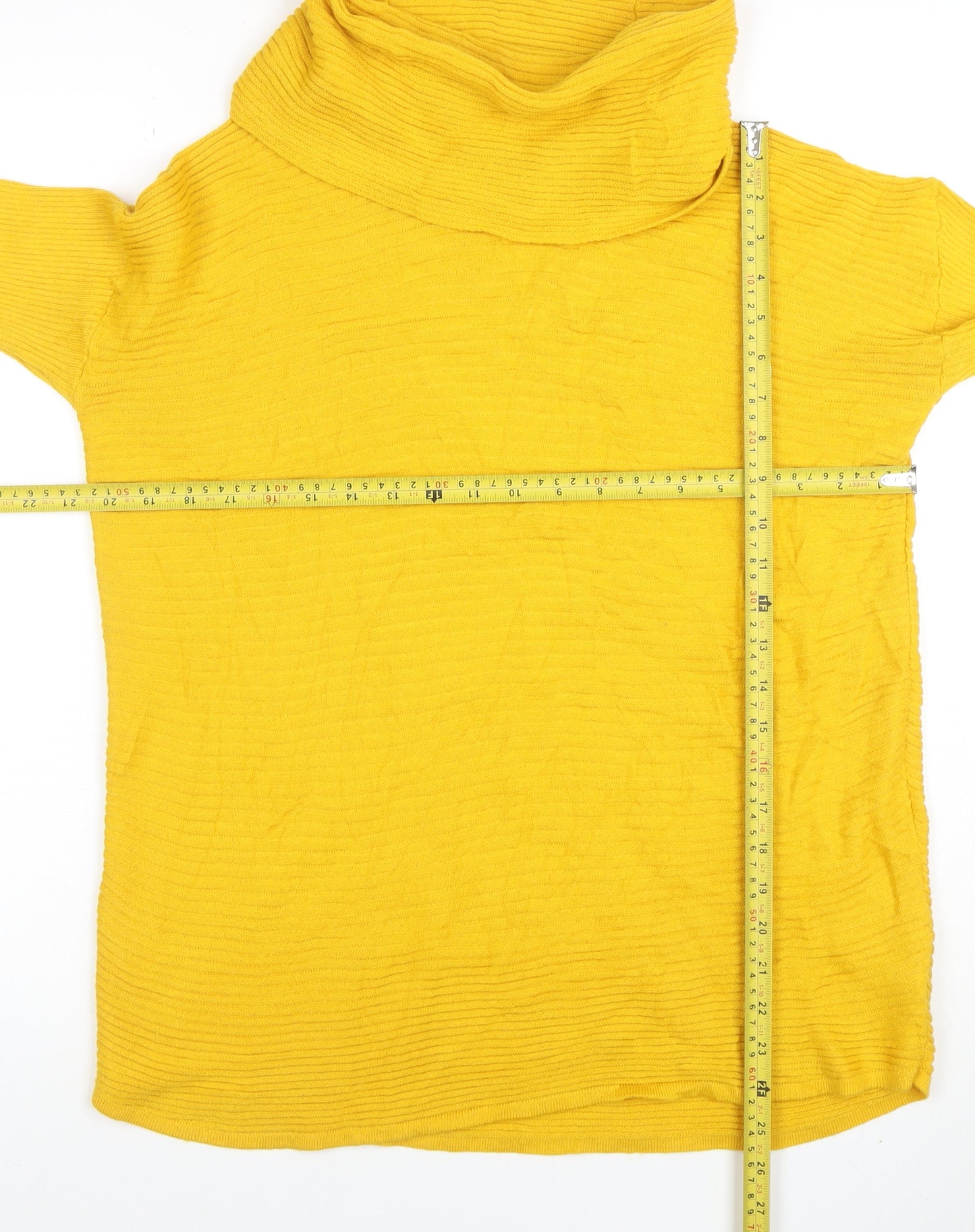Adrienne Vittadini Women’s Yellow Roll Neck Merino Wool Knit Top Size L