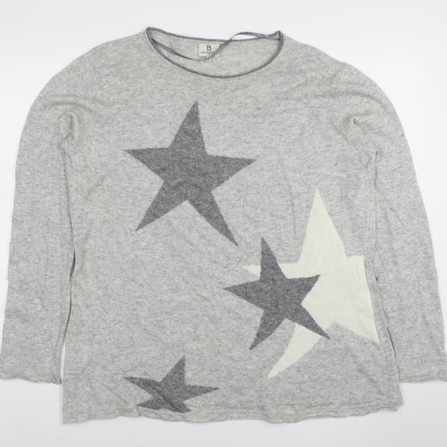 Benedetta b. Womens Grey Cashmere Blend Star Jumper XL