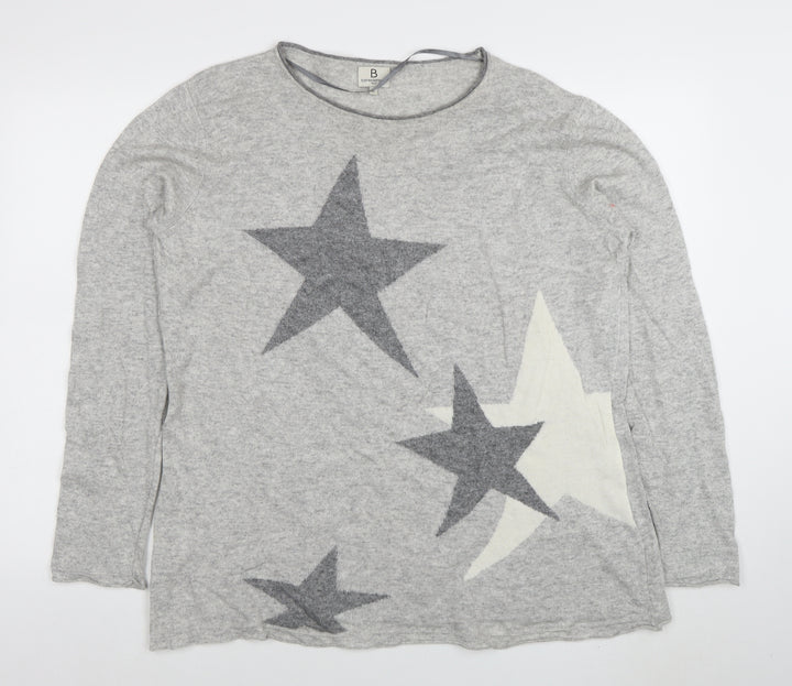 Benedetta b. Womens Grey Cashmere Blend Star Jumper XL
