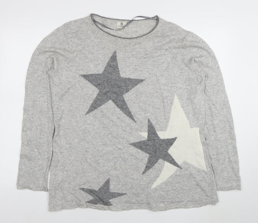 Benedetta b. Womens Grey Cashmere Blend Star Jumper XL