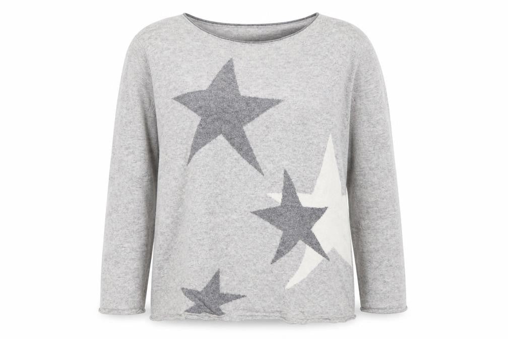 Front view of Benedetta B women’s grey cashmere blend star jumper xl
