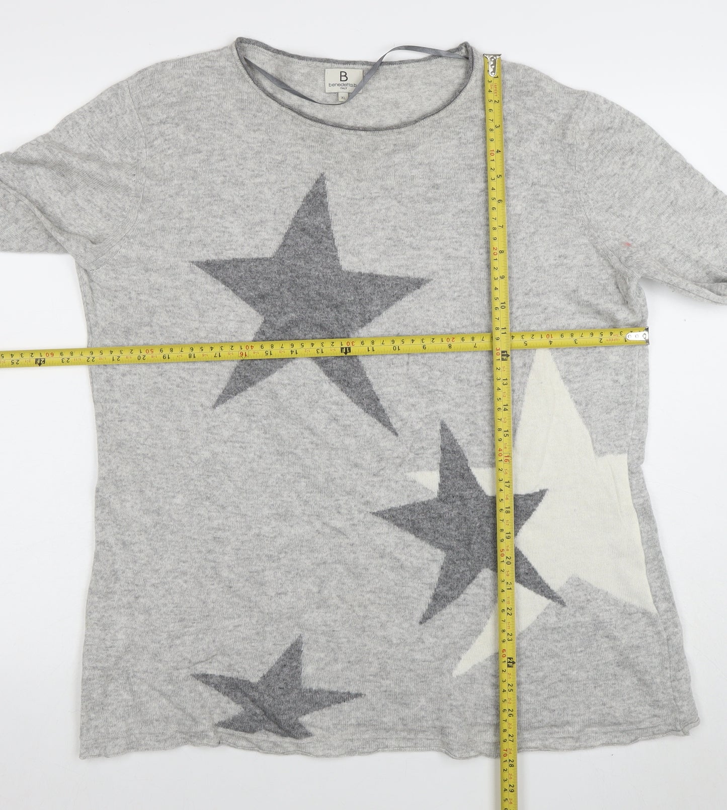 Benedetta b. Womens Grey Cashmere Blend Star Jumper XL