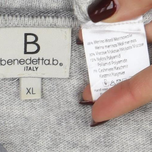 Benedetta b. Womens Grey Cashmere Blend Star Jumper XL