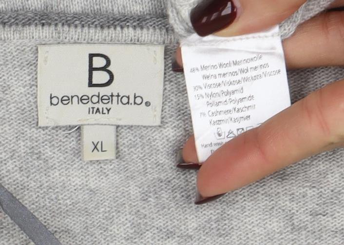 Benedetta b. Womens Grey Cashmere Blend Star Jumper XL