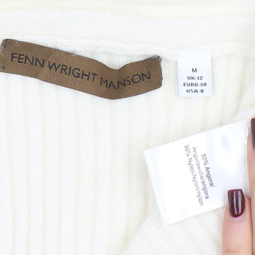 Fenn Wright Manson Women's Ivory Angora Knit Open Cardigan UK 12