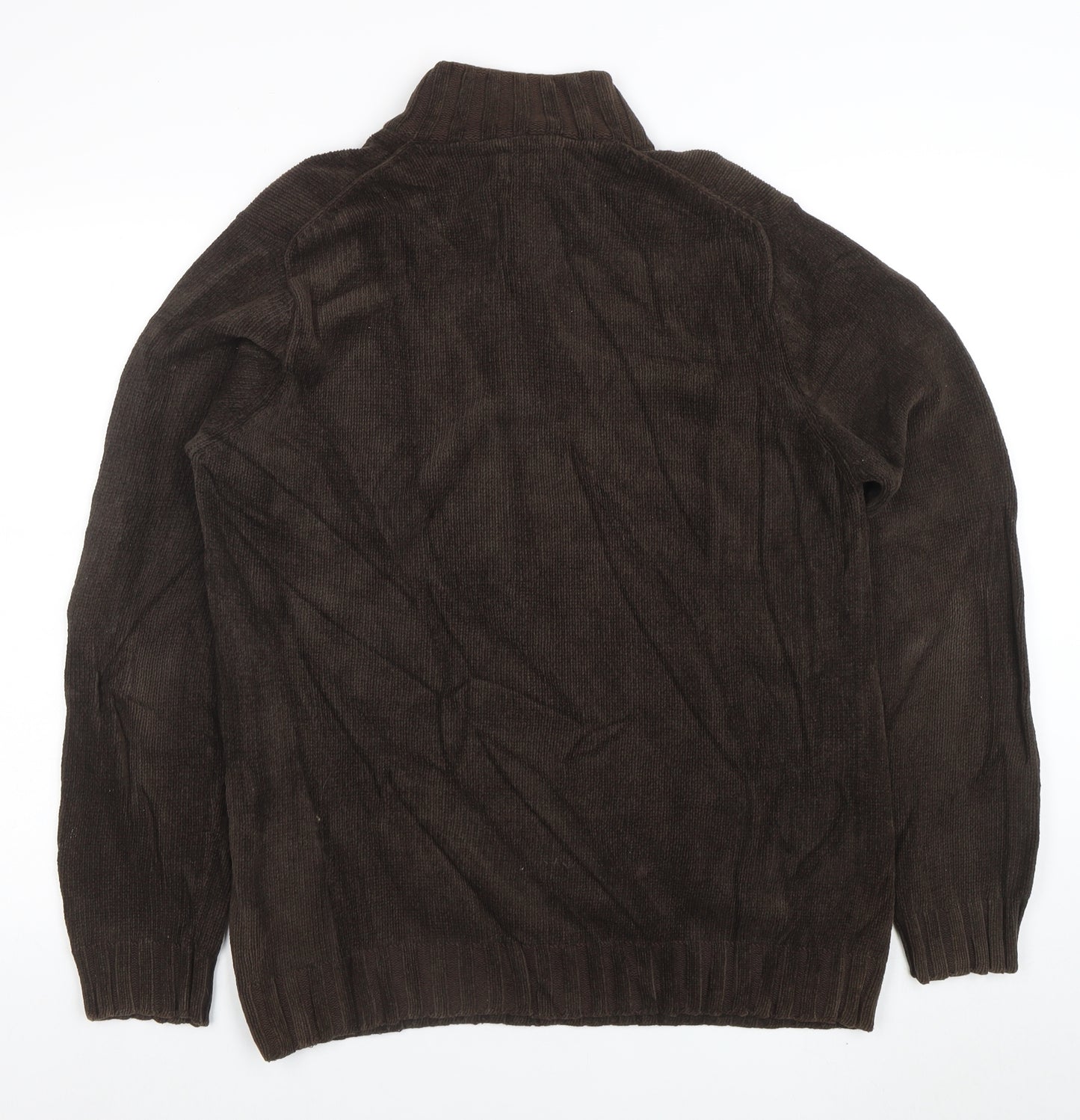 Howick Mens Brown Cotton 1/4 Zip High Neck Jumper Size M