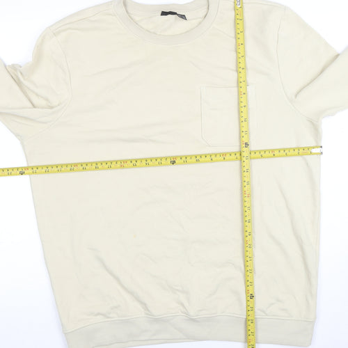 Livergy Men's Beige Crew Neck Fleece Sweatshirt Size L