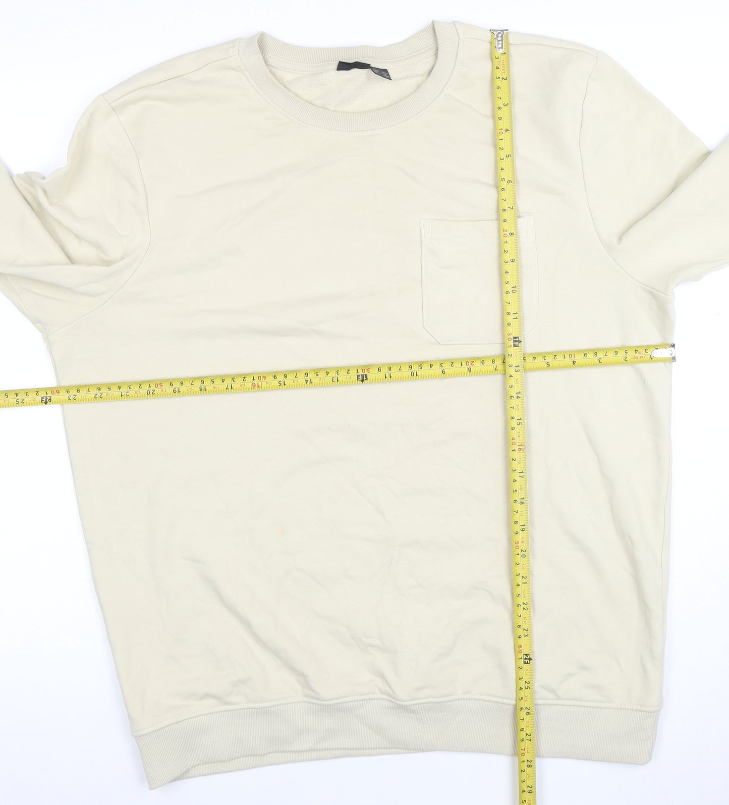 Livergy Men's Beige Crew Neck Fleece Sweatshirt Size L