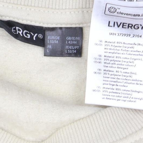 Livergy Men's Beige Crew Neck Fleece Sweatshirt Size L