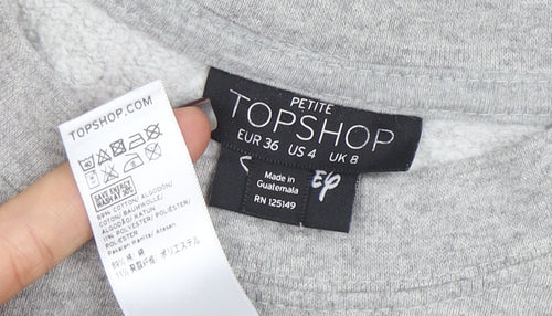 Topshop Petite Women's Grey Mickey Mouse Sweatshirt UK 8