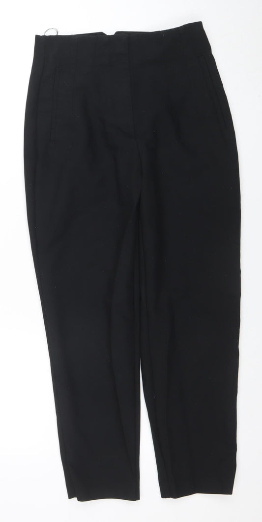 ZARA Women's Black Mid Rise Tapered Tailored Trousers Size M