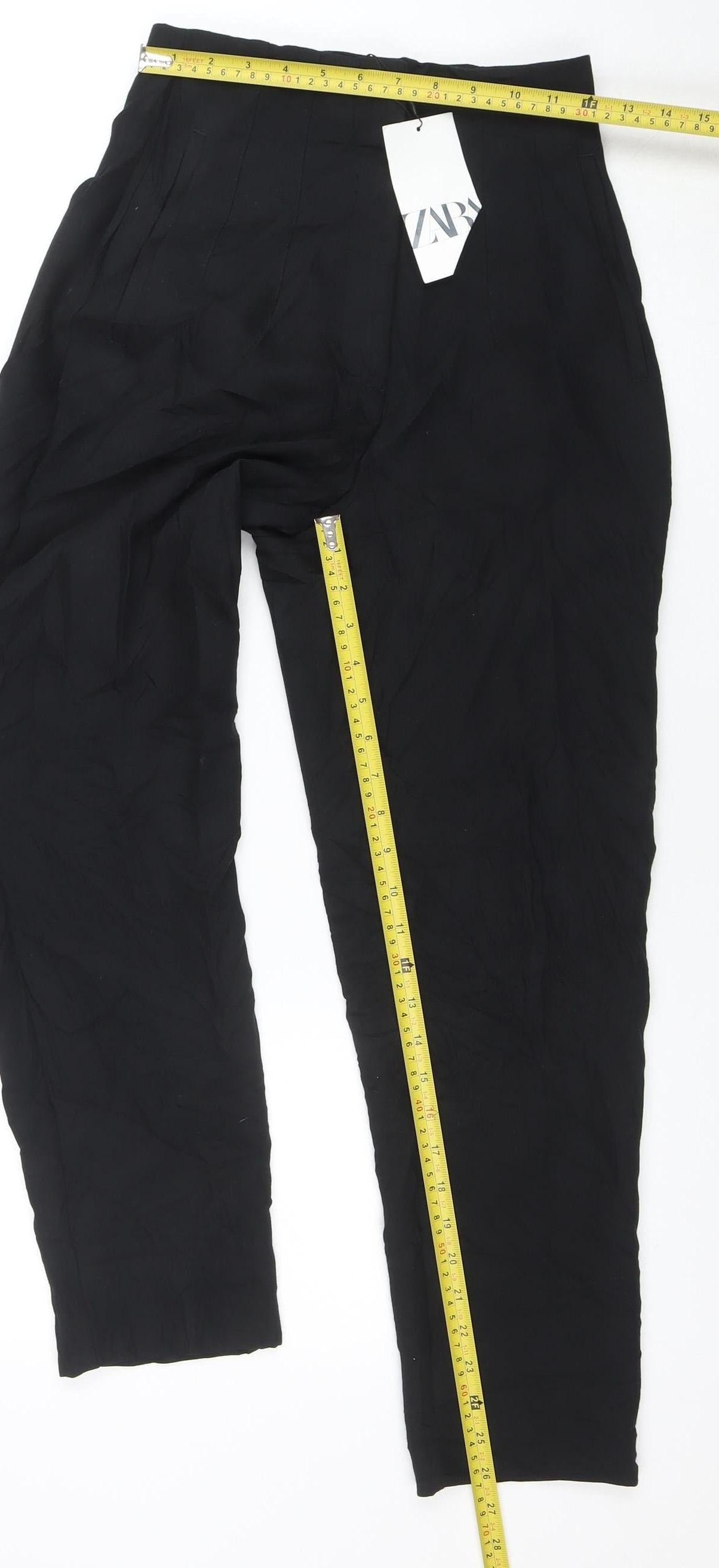 Zara Womens Black L Tapered Stretch Trousers