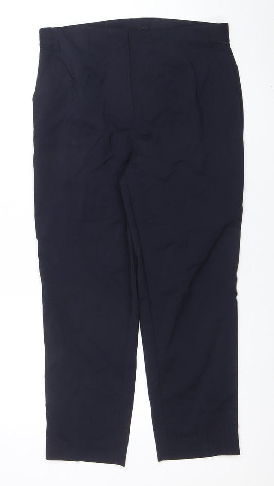 Marks and Spencer Women’s Blue Tapered Stretch Trousers Size 14 Short