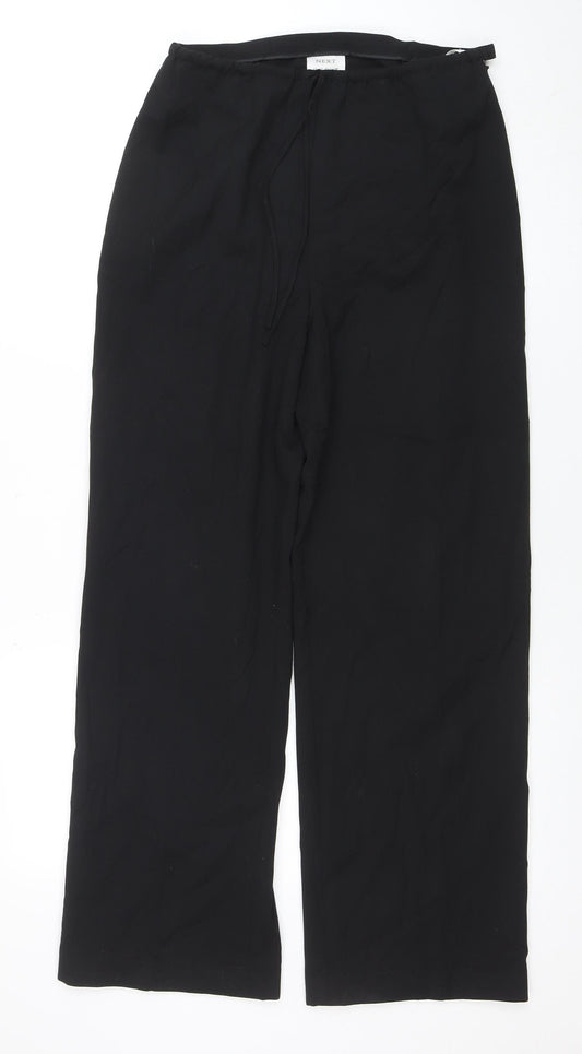 Next Women Black Wool Blend Wide-Leg Trousers Size 10 Regular