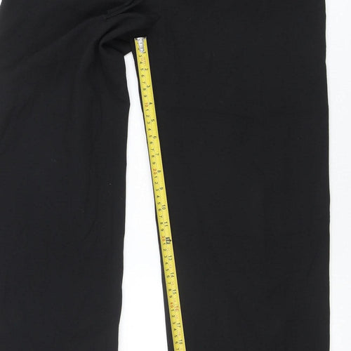 Next Women Black Wool Blend Wide-Leg Trousers Size 10 Regular