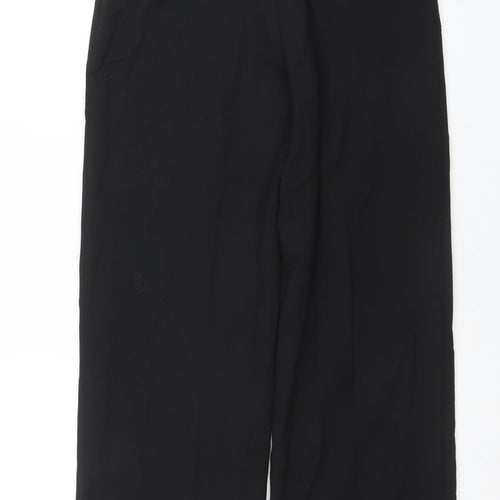 Next Women Black Wool Blend Wide-Leg Trousers Size 10 Regular