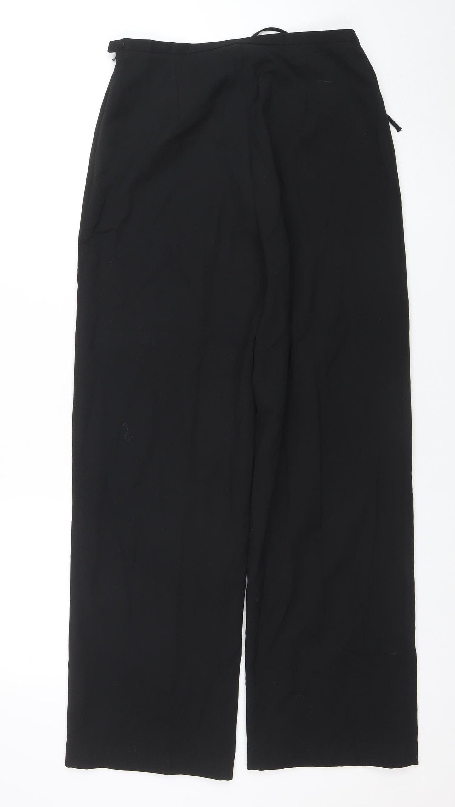 Next Women Black Wool Blend Wide-Leg Trousers Size 10 Regular