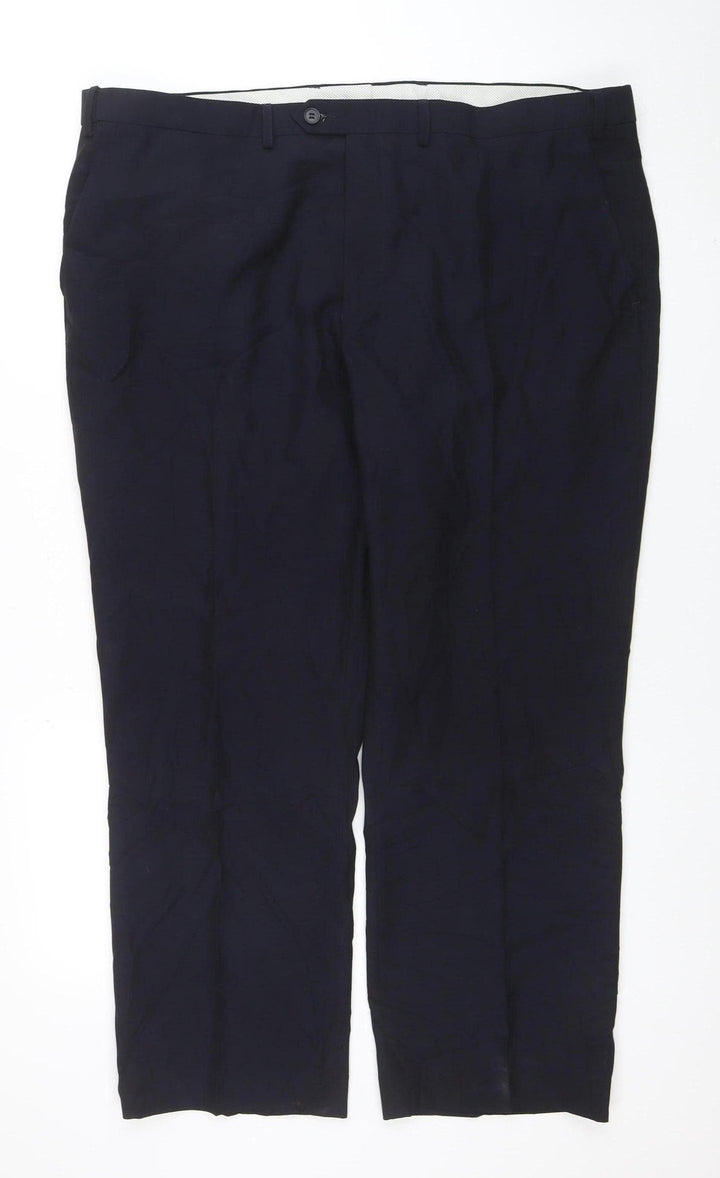 Marks and Spencer Men's Blue Regular Fit Formal Trousers 42W 29L