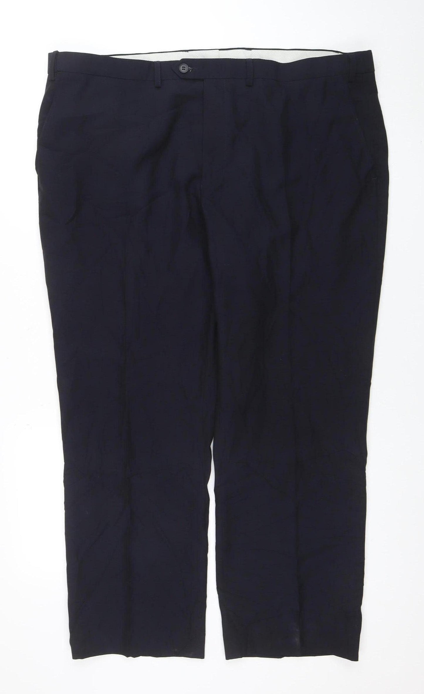 Marks and Spencer Men's Blue Regular Fit Formal Trousers 42W 29L